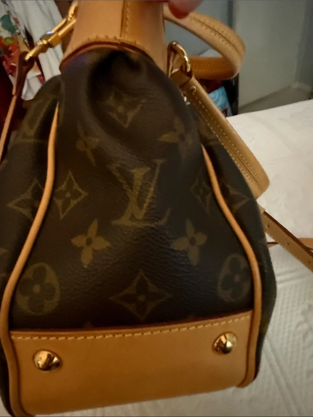 Louis Vuitton Monogram Canvas Brown & Tan Shoulder Satchel comes with COA